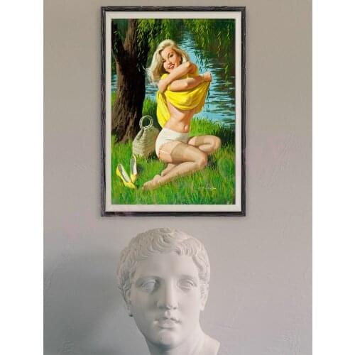 377 Vintage Beautiful Pin-up Girl Classic Picture Custom Silk Poster Home Deco Wall Art Christmas Gift