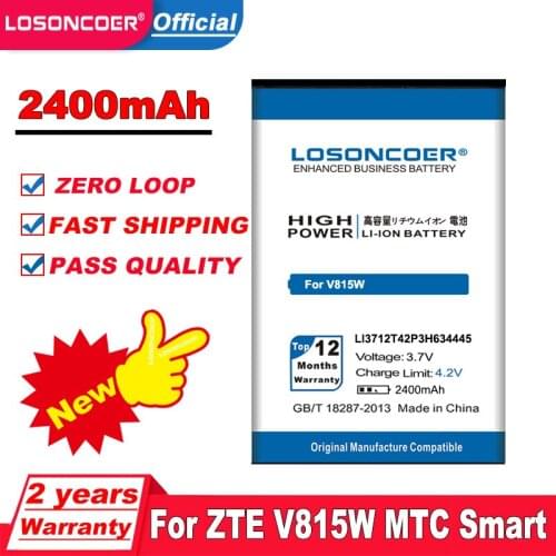 LOSONCOER 2400mAh Li3712T42P3h634445 for ZTE V815W MTC Smart Battery Li3814T43P3h634445 For ZTE Blade L110 A112