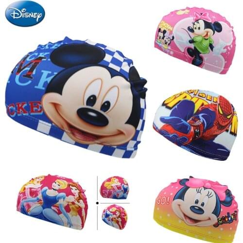 Disney Mickey Spiderman Anime Swimming Cap Boys Girls Cute Cartoon Breathable High Elasticity Comfortable Fashion Free Shipping