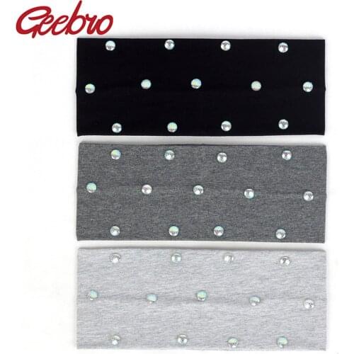 Geebro Women Wide Cotton Headband Laser Fish Scale Bead Head Wrap Colorful Accessories Turban Elastic Hairband For Female Gifts