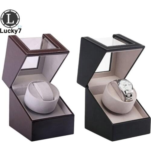 PU leather electric table shaker automatic rotating watch box rotating bracket display EU/US plug automatic mechanical watch box
