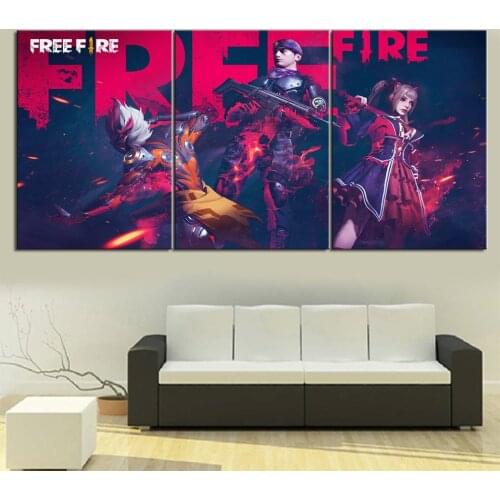 Home Decor Modular Canvas Picture 3 Garena Free Fire Game a living room Poster Home wall Canvas Painting Wholesale