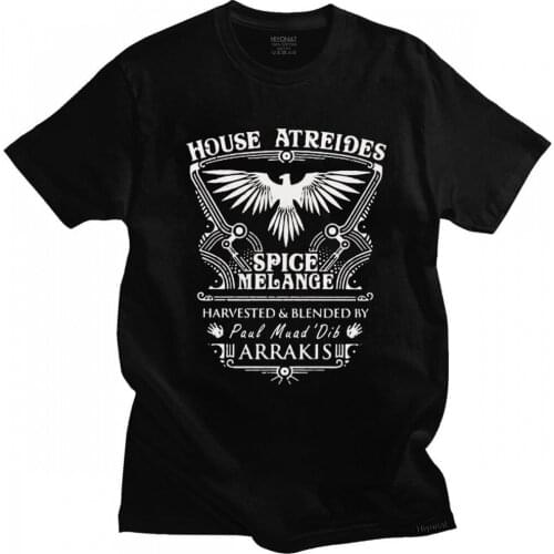 Trendy House Atreides Dune Arrakis T Shirt Men Short Sleeves Pure Cotton T-shirt Leisure Science Fiction Film Tshirt Fashion Top
