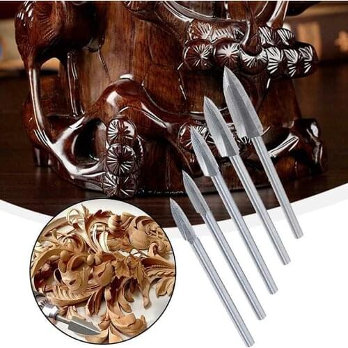 Wood Carving Tools Set 5 PCS Engraving Rotary Drill Bits Kit Steel Woodworking Router Accessories LBE