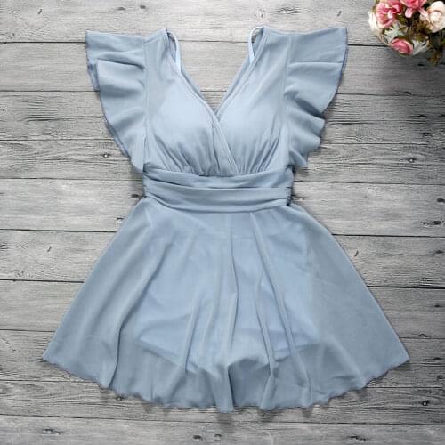 2021 New Women Solid One Piece Swimwear Push Up Swimsuit Sexy Swimming Bathing Suit V-Neck Beach Dress Summer Ladies Beachwear