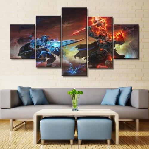 5 Piece Wall Art Canvas Game Figure Posters Paladin & Goblin Knight Pictures And Prints Modern Living Room Decoration Paintings