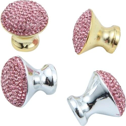 Diamond-Studded Crystal Handle Light Luxury Solid Single-Hole Round Shape Drawer Handle Furniture Knobs Cabinet Pull