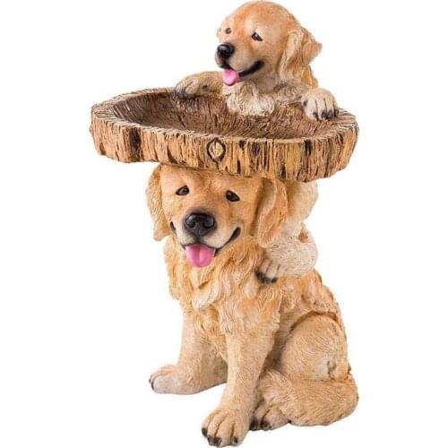 Garden Birds Bath Dog Birdfeeder Resin Landscape Cute Statue For Yard Garden Decorations Statue Exterieur