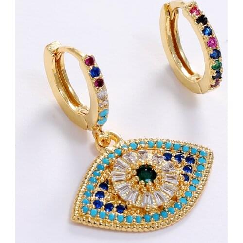 LUALA Top Quality Gold Color Eye Asymmetry Hoop Earrings for Women Girls Korean Trendy Party Fashion Jewelry 2021 S925 Needle