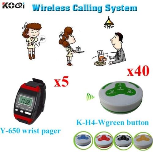 Waitress Call System New Arrival And Most Popular In Restaurant To Improve Restaurant Service Level (5pcs watch + 40pcs button)