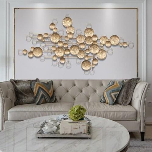 Modern Luxury Wrought Iron Wall Hanging Decoration Home Livingroom Wall Mural Crafts Office Store Club Wall Sticker Accessories