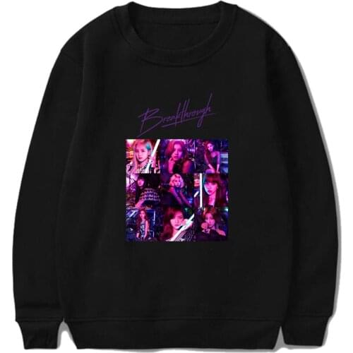 Kpop Twice Album Breakthrough Front cover photo Same printed O neck Sweatshirt men and women Hip Hop pullover loose sweatshirt
