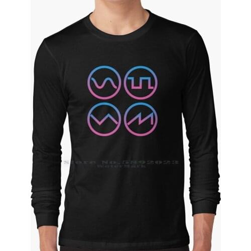 Synth Waveform Synthesizer Long Sleeve T Shirt 100% Pure Cotton Big Size Synth Synthesizer Modular Analog Synthwave Nerd