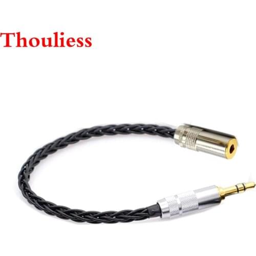 Thouliess Hand-made 10cm 8 Core 7N Single Crystal Copper 4.4mm Female to 3.5mm Male Cable for HIfi MP3 Music Player