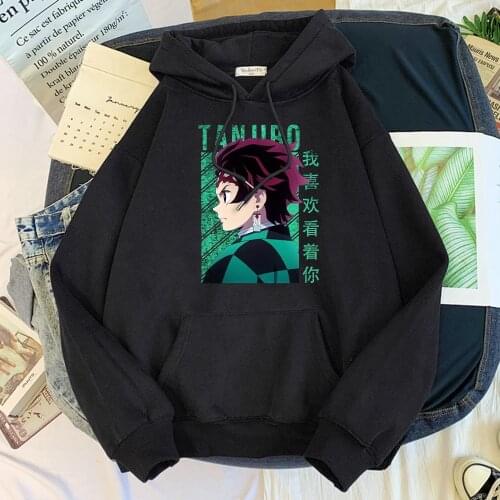 Men Hoodie Anime Demon Slayer Kamado Tanjirou Printing Hoody Males Females Oversized O-Neck Sweatshirt Street Harajukua Clothes