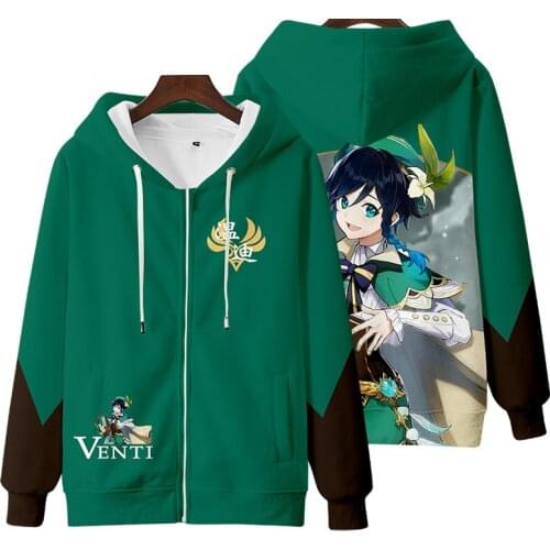 Genshin Impact Hoodies Sweatshirts Men Women 3D Print Causal Coat Venti KeQing Klee Diluc Mona Printed Jacket Zipper Hoodie