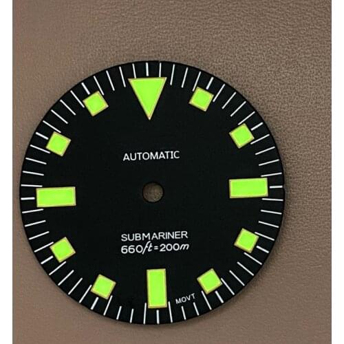 Green Luminous 28.5MM Watch Dial Retro 007 Modify DivingWatch Dial for NH35/NH36 Watch Movement Parts