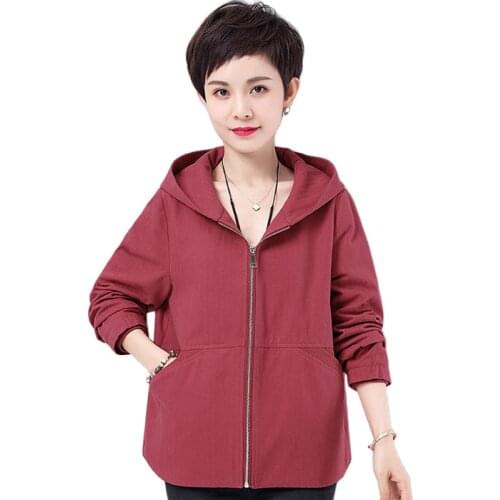2021 New Spring Autumn Women Jacket Korean Long Sleeve Short Hoodied Large Size Loose Windbreaker Female Casual Basic Coat Lady