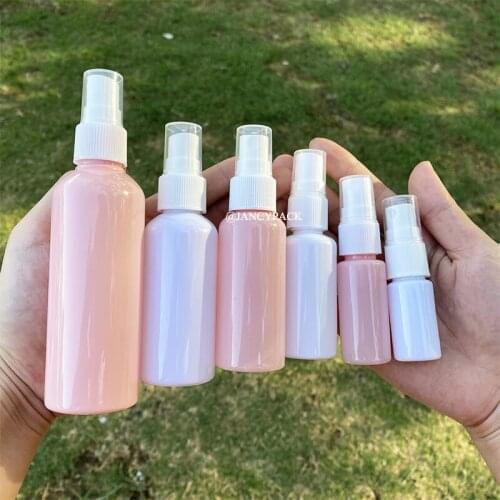 10/20/30/50100ml Pink white Empty fine mist PET Round Plastic Hair Spray Bottle For Skin Care Lotion Cream cosmetic packaging