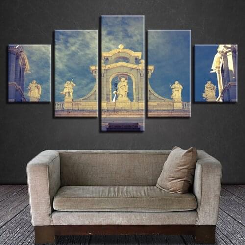 5 Pieces Poster HD Printed Religion Figure Building Scenery Picture Wall Art Decoration Home Bedroom Modular Canvas Painting