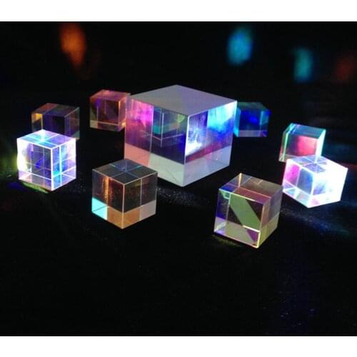 15x15mm Six-Sided Bright Prism Light Combine Cube Prism Stained Glass Beam Splitter Optical Experiment Instrument Teaching Tool