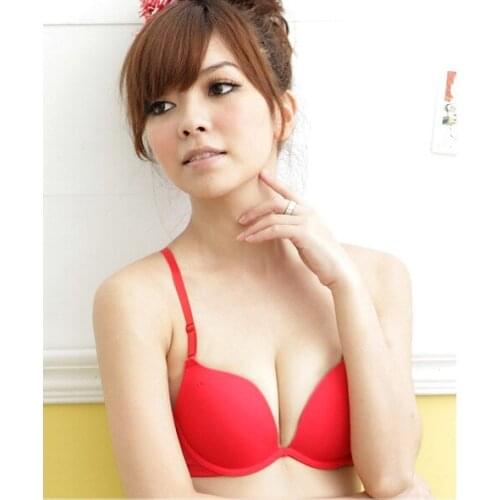 Girls' Big Underwire Lightly Lined Bra Junior Size 32-36 A Comfy Push-up Brassiere Hot Women 3/4 cup Deep V PUSH UP Underwear