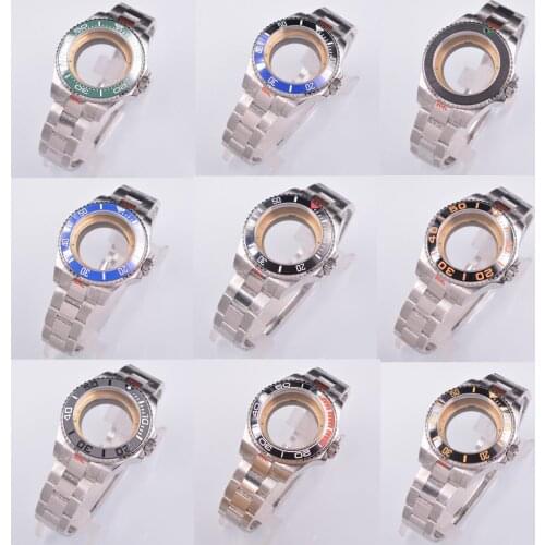 43mm watch case FIT ETA NH35 NH36 2836 2824 Miyota 8205 8215 mingzhu DG 2813 3804 movement sapphire glass silver watch case