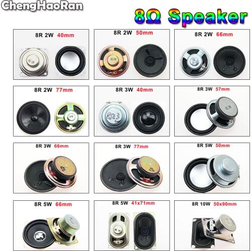 ChengHaoRan 1Piece 8 ohm 2W 3W 5W 10W Horn Loudspeaker 8R 40mm 50mm 66mm 57mm 77mm 41x71mm 50x90mm Loud Speaker