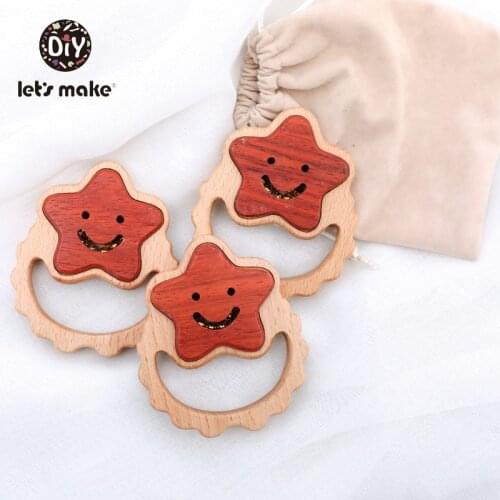 Lets Make Wooden Baby Toys 0-12 Months Musical Toys For Children 1PC Star Smile Holding Beech Educational Rattles For Newborns