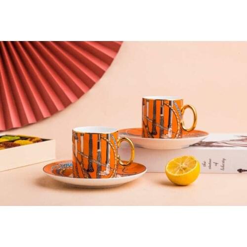 Bone China cup and saucer tea coffee milk cup Brown color hand paint ceramic drinkware gifts