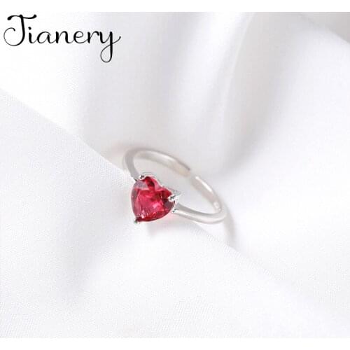 JIANERY Retro Vintage Jewelry Silver Color Heart Zircon Rings For Women Men Big Opening Antique Rings