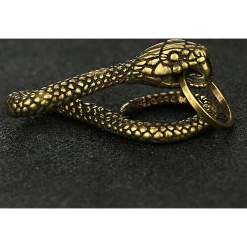 Chinas archaize pure brass snake small statue pendant