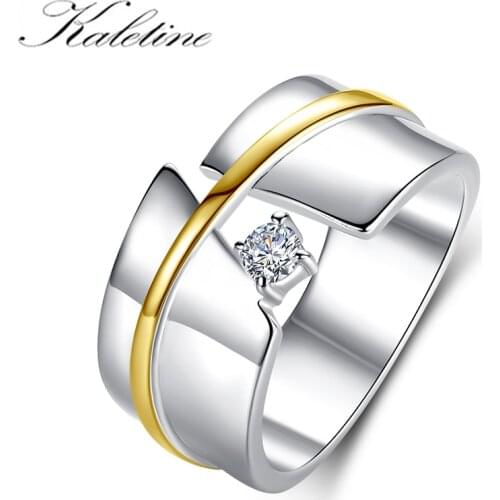 KALETINE Classic Zirconia Diamond A-shape Wedding Engagement Rings for Women 925 Sterling Silver Jewelry Brand Men Ring