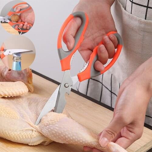 Stainless Steel Kitchen Scissors Multi-function Bottle Opener Walnut Clip Scissors Chicken Vegetables Meat Scissor Kitchen Tools