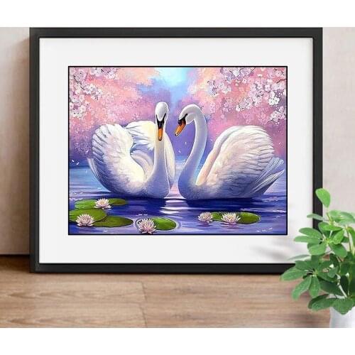 Diamond Embroidery Swan Full Round Drill Mosaic Home Wall Sticker Living Room Decoration Diamond Embroidery Animals Cross Stitch