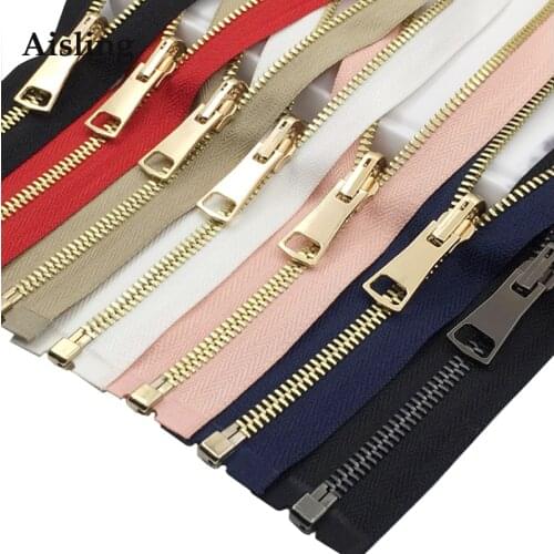 60/70/80CM Metal Copper Zipper Double-sided Rotating Slider Pull Zipper Slider Zipper Head DIY Garment Coat Accessories D729