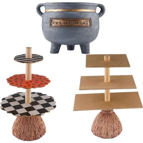 Broom Round Table Halloween Broom Root Cake Display Stand Snack Bowl Special Shape Bowl Banquet Food Fruit Decoration