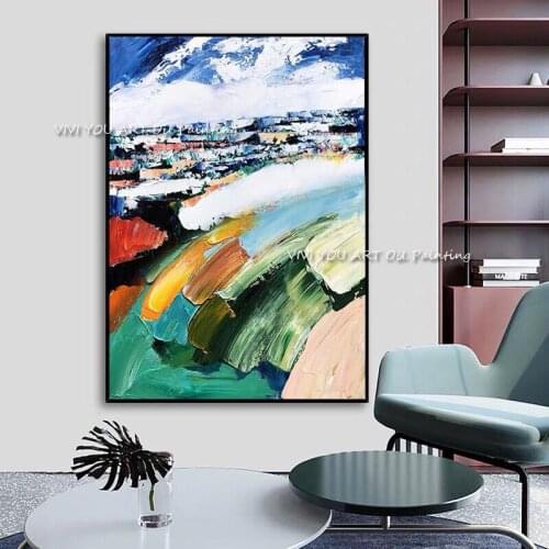 The Fashion Handmade Color House View Mural Oil Painting On Canvas Wall Arts Picture For Office Living Room Creative Decoration
