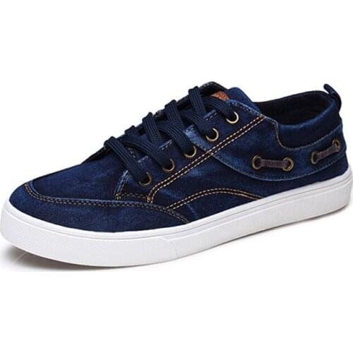 Brand 2019 Autumn New Men Casual Shoes Fashion Denim Canvas Shoes Flats Lace-up Chinese Traditional Craft Cotton Man Shoes Tenis