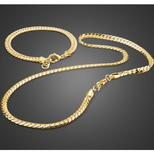 2019 Fashion Mens Bracelet/Necklace Set 925 Sterling Silver Necklace Party Accessories Gold Jewelry Bracelet Birthday Gift