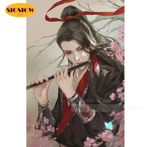 SIOSIOW 5d Diy Diamond Painting Anime Mo Dao Zu Shi Figure Poster Wei Wuxian Diamond Embroidery Cross Stitch Full Set Decor Room