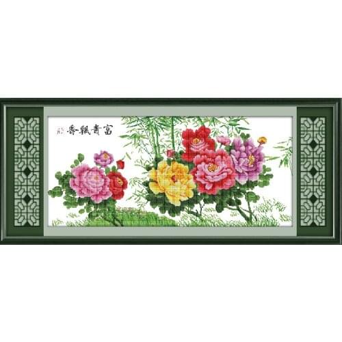 Wealth with flower cross stitch kit flower 18ct 14ct 11ct count printed canvas stitching embroidery DIY handmade needlework