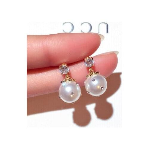 2021New Korea Trendy Super Beautiful Pearl Temperament All-match Earrings for Women AAAzircon Engagement Wedding Gift for Female