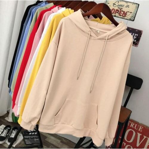 Obrix Spring Autumn Female Comfy Hoodie Full Sleeve Kangaroo Pocket Hooded Full Sleeve Outerwear For Women