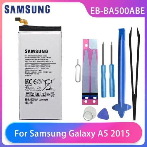 Original Samsung Galaxy A5 2015 A500 SM-A500F A500F A500K SM-A500FU A5000 A5009 Phone Battery EB-BA500ABE 2300mAh Free Tools