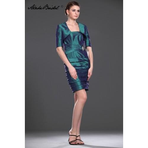 Wedding Party Dress Short Mother Of The Groom Dresses Sheath Strapless Tiered Skirt Mother of the Bride Dress with Jacket