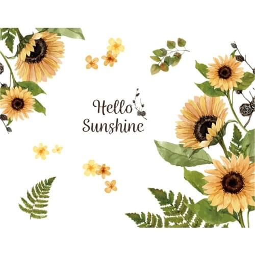 PVC Removable Sunflower Wall Sticker Kitchen Waterproof Decals Wallpaper For Kids Room Living Room Bedroom Home Decoration