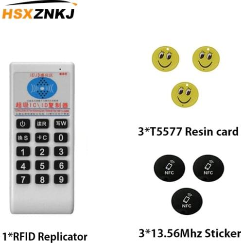 13.56MHz 125KHz RFID Copier ID IC Frequency card Replicator Reader Writer Copy Programmer +3pcs 125KHZ+3pcs 13.56MHZ cards
