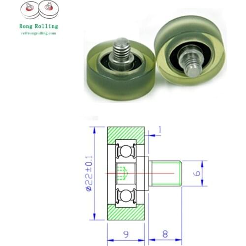 Sliding door or window wheel with bearing diameter 22mm,thickness 9mm, package bearings with M6x8 screws (22x9-M6x8) 10pcs/lot