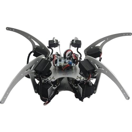 Assembled 18DOF Aluminium Hexapod Spider Six Legs Robot Kit with LD-1501 Servos & Controller -Silver